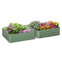 Hochbeet Set, 2-TLG. Gartenbeet aus Stahl, Blumenkübel