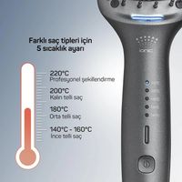 Haarglätterbürste mit einstellbaren Temperaturstufen in Schwarz