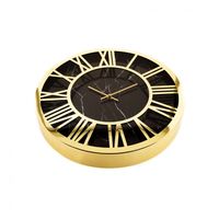 Wanduhr mit Römischen Ziffern mit Marmormuster in Schwarz/Gold ?40 cm