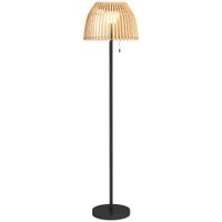 Solar Stehlampe, Outdoor/Indoor, Bambusschirm, Alurahmen, Schwarz/Natur