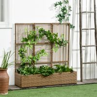 Polyrattan Hochbeet mit Rankgitter, Blumenkasten für Garten Sand