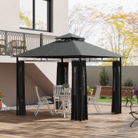 Pavillon ca. 3 x 3 m Gartenzelt mit Seitenwand Partyzelt mit Doppeldach