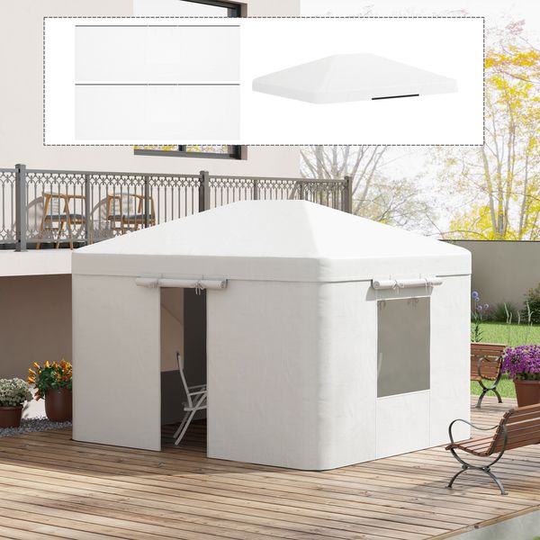 Ersatzdach-Set für Garten Pavilliondach mit 2 Seitenwänden für Pavillon