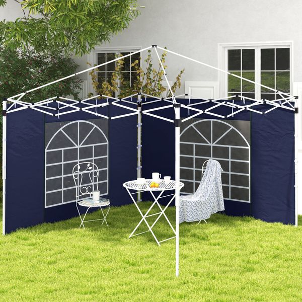 2 Seitenteile Seitenwände für 3x3/3x6m Pavillon mit Fenster, Tür, Blau
