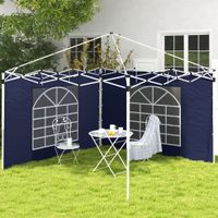 2 Seitenteile Seitenwände für 3x3/3x6m Pavillon mit Fenster, Tür, Blau