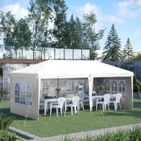 Faltpavillon ca. 6 x 3 m Pavillon Partyzelt mit UV-Schutz, Seitenwänden