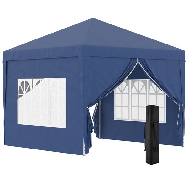 Pavillon 2,95 x 2,95m Faltpavillon 4 Seitenwände mit Fenster Tragetasche Stahl