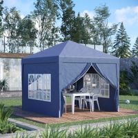 Pavillon 2,95 x 2,95m Faltpavillon 4 Seitenwände mit Fenster Tragetasche Stahl