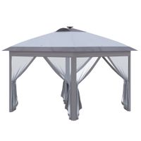 Pavillon Faltpavillon mit Solar LED USB 3,3x3,3m Gartenpavillon Grau