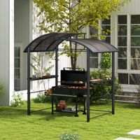 Grillpavillon mit Flammschutzdach BBQ-Pavillon mit 2 Ablagen, UV-Schutz