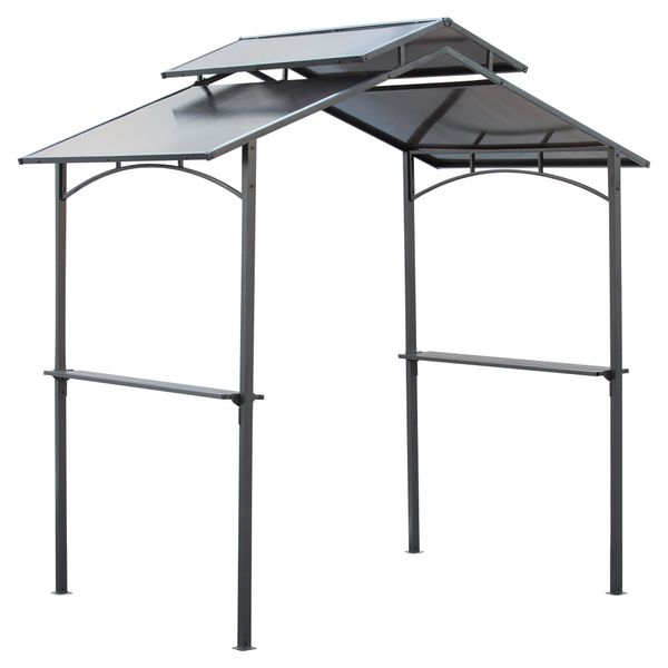 Grillpavillon mit Flammschutzdach 2,5 x 1,5m BBQ-Pavillon Stahl PC