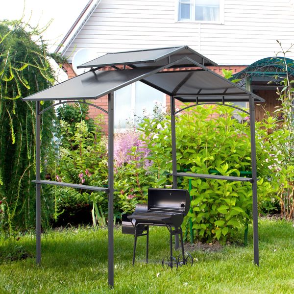 Grillpavillon mit Flammschutzdach 2,5 x 1,5m BBQ-Pavillon Stahl PC