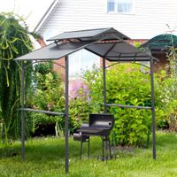 Grillpavillon mit Flammschutzdach 2,5 x 1,5m BBQ-Pavillon Stahl PC