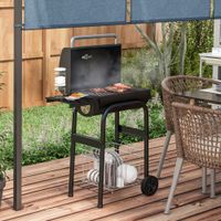 Holzkohlegrill Grillwagen mit Deckel Ablage Campinggrill mit Rädern