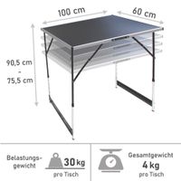 Tapeziertisch klappbar schwarz, Arbeitstisch, Mehrzwecktisch höhenverstellbar