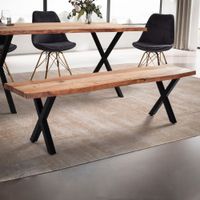 Esszimmerbank 140 cm Akazie Massivholz Sitzbank Essbank Baumkante Klein