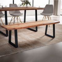 Esszimmerbank Akazie Massivholz 140 cm Sitzbank Essbank Baumkante Klein