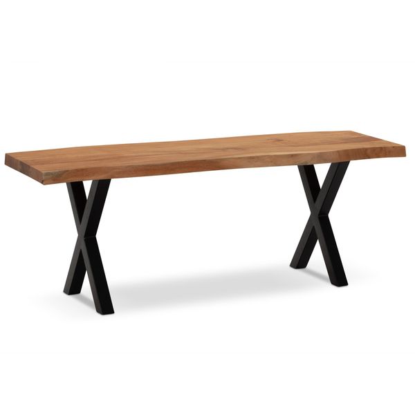 Garderobenbank Akazie Massivholz 120 cm Sitzbank Baumkante Flurbank