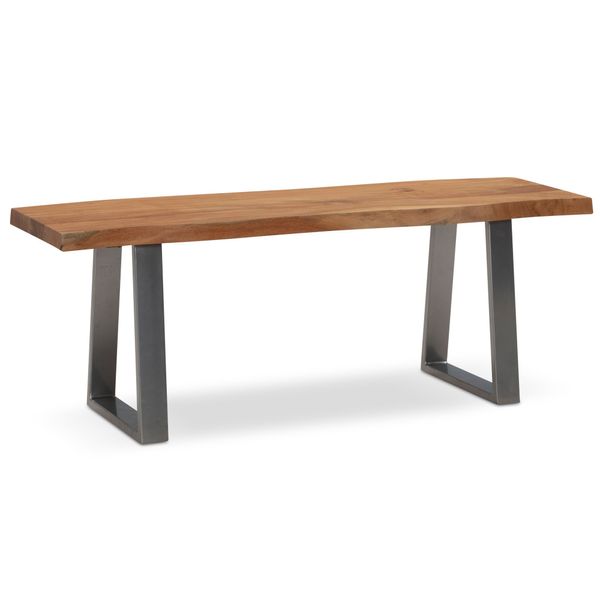 Garderobenbank Akazie Massivholz 120 cm Sitzbank Baumkante Flurbank