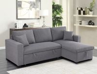 Ecksofa mit Stauraum & Schlaffunktion, ca. 224 x 146 x 88 cm - Hellgrau 