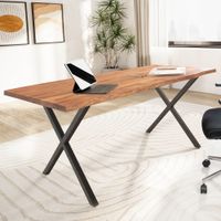 Schreibtisch 160 cm Akazie Massivholz Bürotisch Computertisch Baumkante