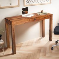 Schreibtisch 118 cm Sheesham Massivholz Bürotisch Laptoptisch Schublade