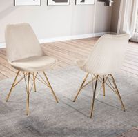 Esszimmerstuhl 2er Set Stoff Beige Stuhl Skandinavisch Küchenstuhl