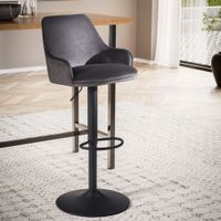 Barhocker Samt Grau Hocker Küchenhocker Bistrohocker Drehbar Barstuhl