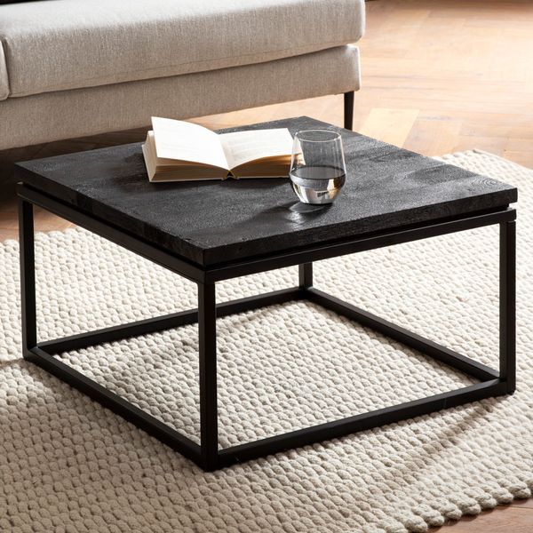 Couchtisch 60x60x35 cm Massivholz Schwarz Sofatisch Wohnzimmertisch
