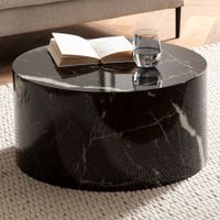 Couchtisch MONOBLOC Schwarz Marmor Optik 60cm Wohnzimmertisch Sofatisch