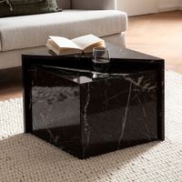 Couchtisch 2er Set MONOBLOC Schwarz Hochglanz Satztisch Marmor Optik