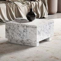 Couchtisch MONOBLOC Weiß Marmor Optik 60 cm Wohnzimmertisch Sofatisch