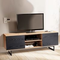 Lowboard 150 cm TV Schrank Fernsehkommode Fernsehschrank Eiche Schwarz