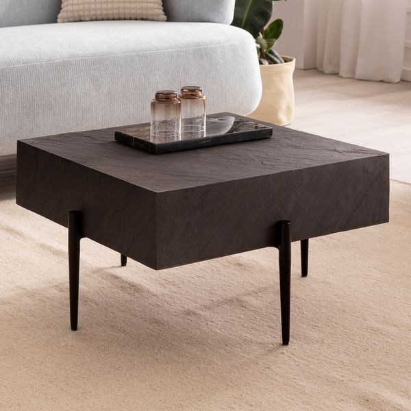 Couchtisch Steinoptik Anthrazit 64x64x35 cm Sofatisch Wohnzimmertisch