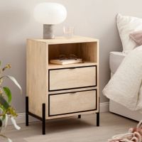 Nachttisch Boxspringbett Massivholz / Metall 43x60x30 cm Nachtkommode