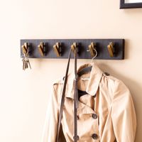 Wandgarderobe Hakenleiste Holz Massivholz 60 cm Garderobe Flur Schwarz