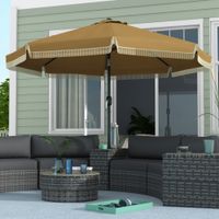 Sonnenschirm, Terrassenschirm, neigbarer Strandschirm für Garten Khaki