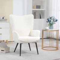 Ohrensessel gepolsterter Relaxsessel mit Armlehne, Metallbeine, Cremeweiß