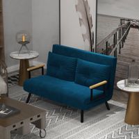 Schlafsofa, Zweisitzer mit Bettfunktion, Schlafcouch mit Samtoptik, Rückenkissen