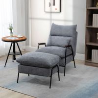 Relaxsessel mit Hocker,  Verstellbar Fernsehsessel mit Liegefunktion Grau
