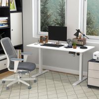 Höhenverstellbarer Schreibtisch 140 x 70cm Elektrisch Computertisch mit Haken