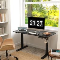 Höhenverstellbarer Schreibtisch 140 x 70cm Computertisch, Schwarz