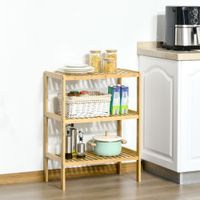 Badregal Standregal mit 3 Ebenen, Bambusregal, Küchenregal für Bad, Küche
