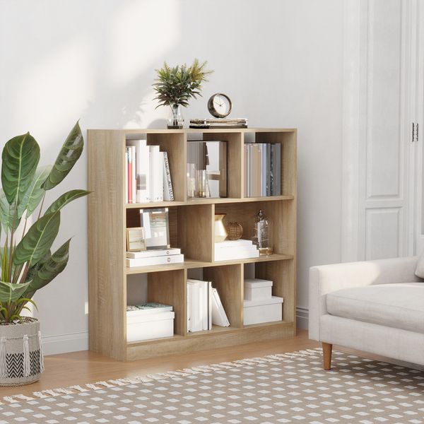 Bücherregal 3-stöckige Bücherregal Büroregal Home-Office Spanplatte Natur