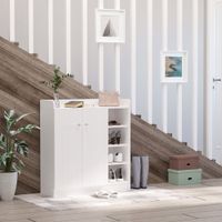 Schuhschrank mit 4 Fächer Schuhregal Kommode Allzweckschrank Spanplatte