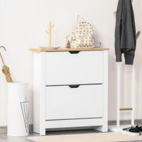 Schuhschrank Schuhregal mit Schublade für 12 Paar Schuhe Weiß+Natur