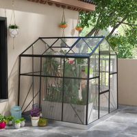 Gewächshaus Aluminium Treibhaus 3,68m² Tomatenhaus mit Fenster, Schwarz