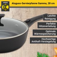 Karl Krüger - Aluguss Servierpfanne Gamma rund mit Glasdeckel, 28 cm