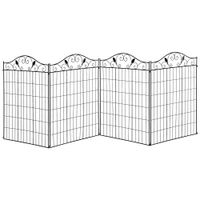 Gartenzaun 4er Set 365 x 112cm Gitterzaun Dekorative Metallzaun Schwarz