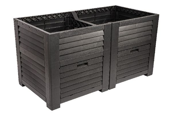 Hochbeet mit 2 Staufächern, ca. 150 x 76 x 78 cm - Anthrazit